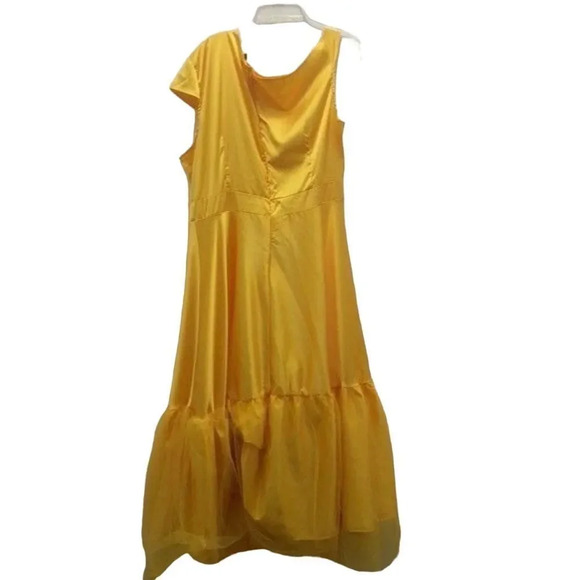 Women gold color party dress with mess at the bottom size XL - Picture 2 of 13